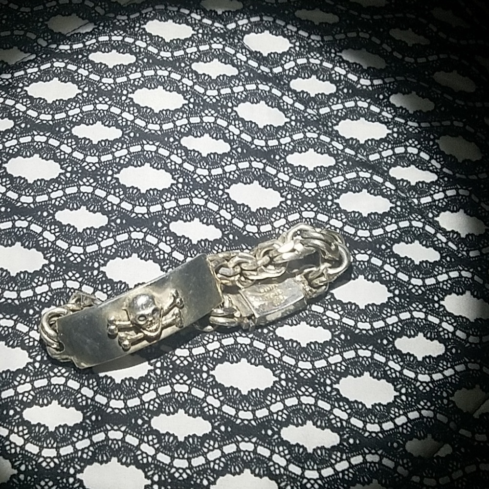 Mens silver bikers bracelet